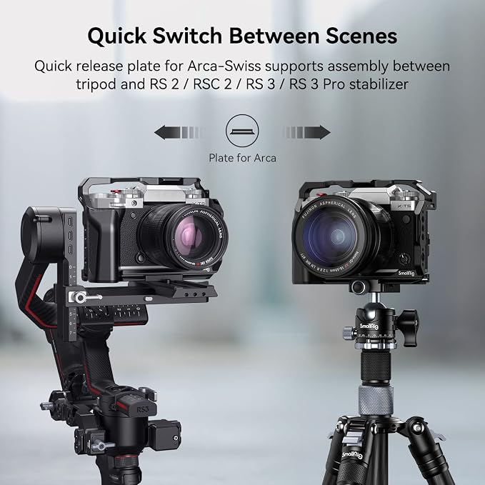 SMALLRIG Aluminum Camera Full Cage for FUJIFILM X-T5 with Shutter Button | Built-in QD port, NATO rails, and quick release plate for Arca - Image 5