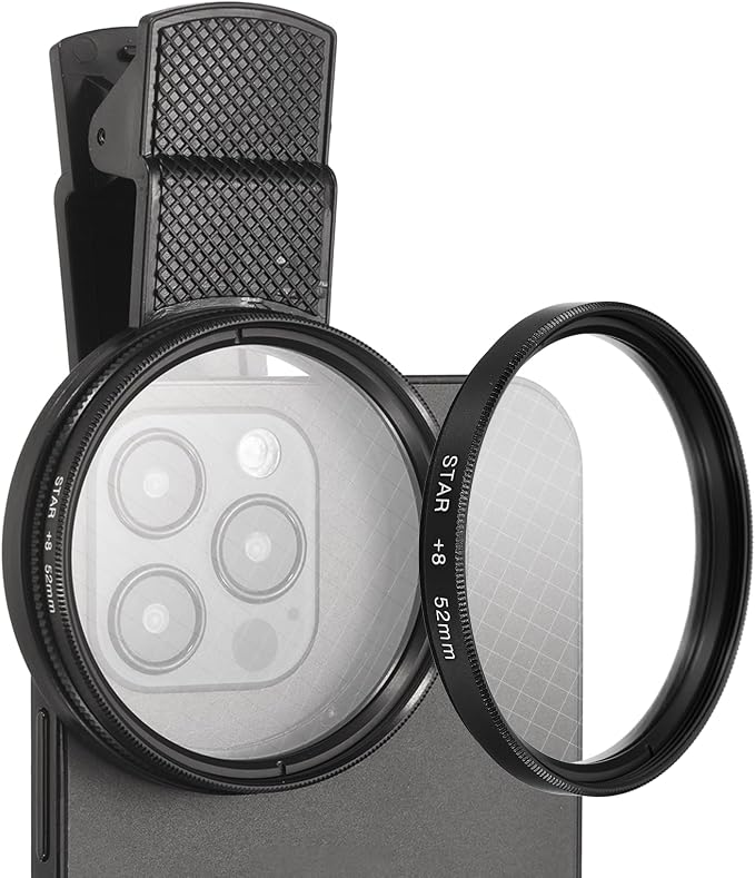 PATIKIL 52mm Phone Camera Lens, Clip-On 8 Point Star Filter Circular Polarizing Lens for Most Smart Phones and DSLR Cameras, Black by PATIKIL