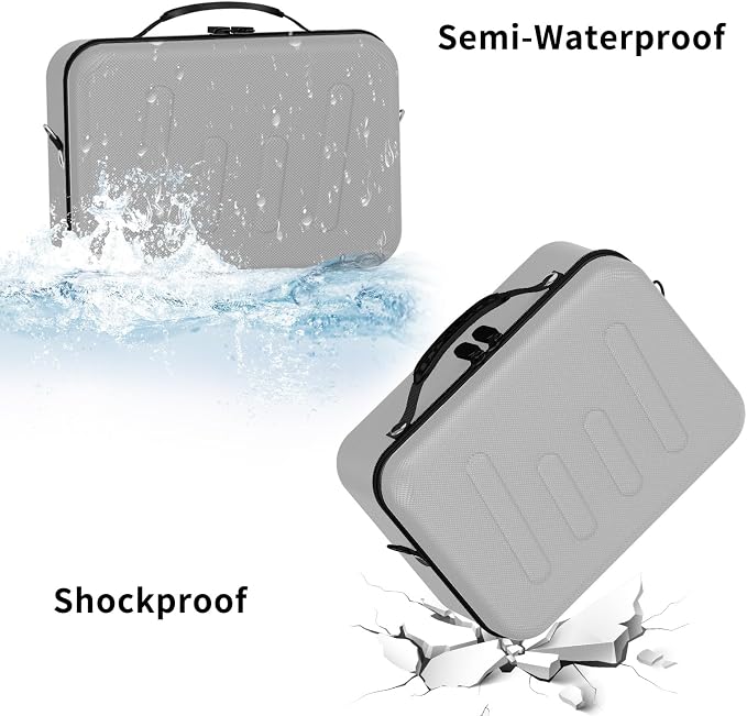 Hard Shell Camera Case Compatible with Canon EOS Rebel T7/R50/R100 and More DSLR & Mirrorless Cameras – Portable Travel Bag with Adjustable Dividers, Mesh Pocket & Shoulder Strap (Grey) - Image 3