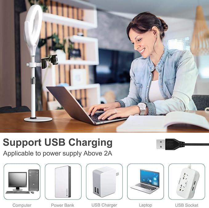 Zoom Lighting for Computer, 8 inch Ring Light with Stand for Desk | Adjustable Circle Light for Video Conference, Zoom Meeting, Video Recording, Zoom Call, Streaming, Podcast，Webcam - Image 7