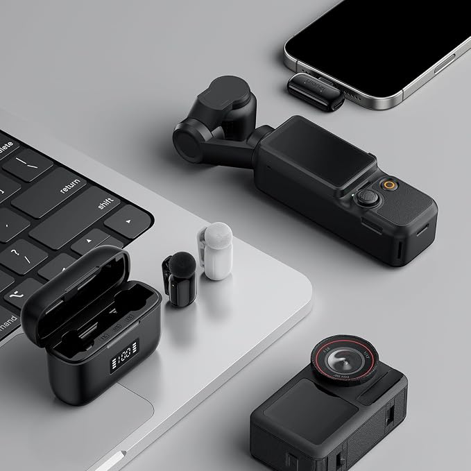 ULANZI A200 Mini Mic Wireless Lavalier Lapel Microphone for iPhone 17/16/15 Type-C, 48kHz/24-bit, Plug & Play, Smart Noise Cancelling, Digital Display, 30H Battery for Video Recording(White + Black) - Image 9