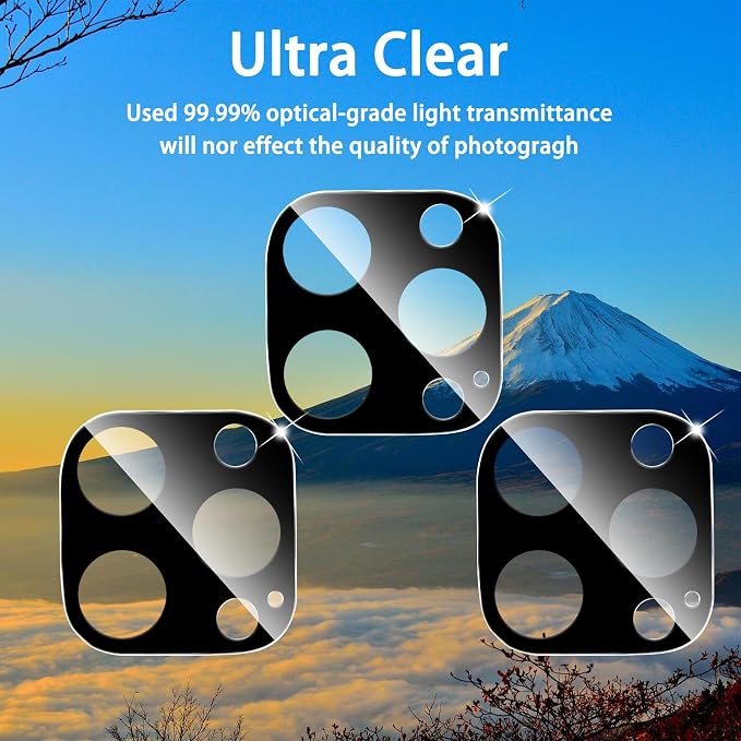 Dengduoduo 3 Pack Camera Lens Protector for iPhone 16 Pro 6.3 inch and 16 Pro Max 6.9 inch, Tempered Glass, Ultra HD, 9H Hardness, Anti-Scratch, Case Friendly [No Affect on Night Shots] - Image 3