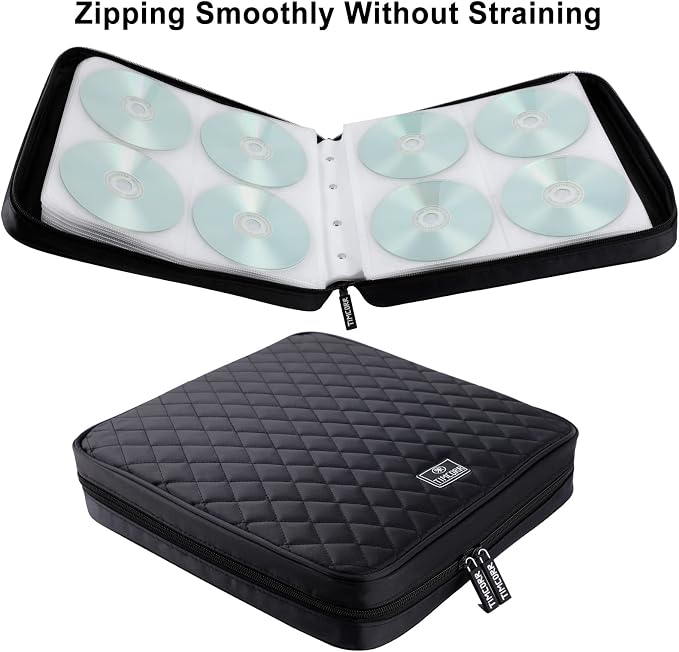 160 Capacity Black Plastic CD DVD Case Organizer with PVC Panel for Portable Storage and Travel - Image 4