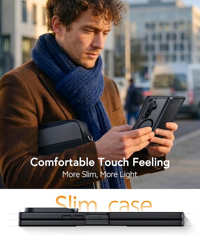 FNTCASE for Samsung Galaxy Z Fold 7 Case, Hinge Protection, Fit for Magsafe | with Screen Protector, Translucent Matte Magnetic Back, 18FT Military Grade Drop Proof, Protective Phone Cover, Black - Image 7