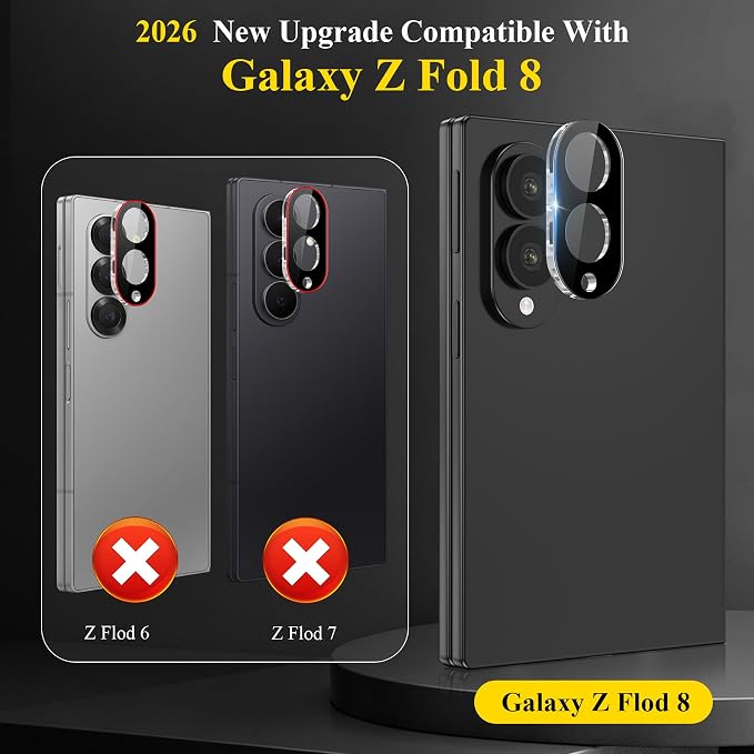 4 Pack Camera Lens Screen Protector Compatible with Samsung Galaxy Z Flod 8 | 9H Tempered Glass Camera Lens Cover Decoration, Case Friendly, High Definition, Scratch-Resistant - Image 2