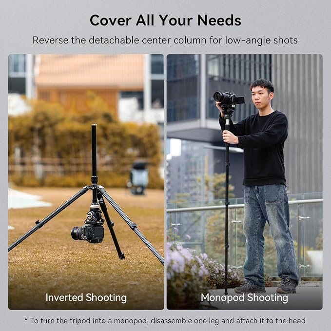 SmallRig CT210 Video Tripod, 75" Video Camera Tripod Monopod with +/-15° Leveling Base Fluid Head, Professional Camera Tripod Compatible with Video Camera, DSLR, Camcorder-4475 - Image 3