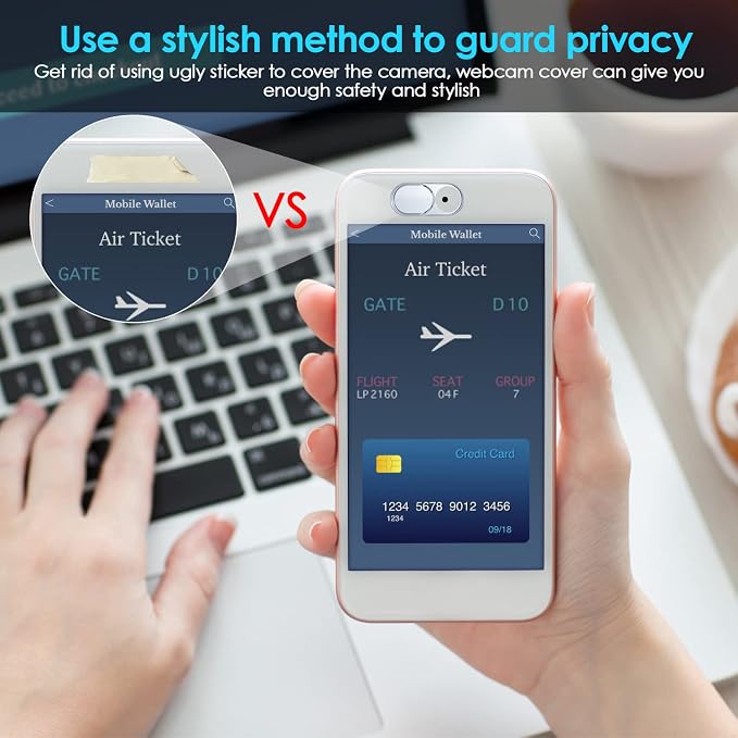 Webcam Cover, Camera Privacy Covers, 0.027 Inch Ultra Thin Camera Cover Slide Laptop Accessories for Laptop, PC, Tablet, iPhone, iPad, Mac, Protect Your Visual Privacy and Security (Silver-3 Pack) - Image 6
