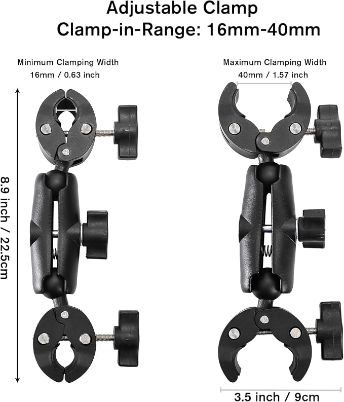 Foraineam Double Mount Camera Clamp Bracket, Umbrella Mount Motorcycle Bike Handlebar Clamps, Super Clamp Monitor Magic Arm, Crab Plier Clip for Desktop, Wagon, Selfie Stick, Photo Studio Light Stand - Image 3