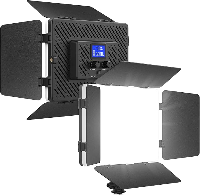 Led Video Light Panel Light with Barn Doors, 4000mAh Rechargeable by Unicucp