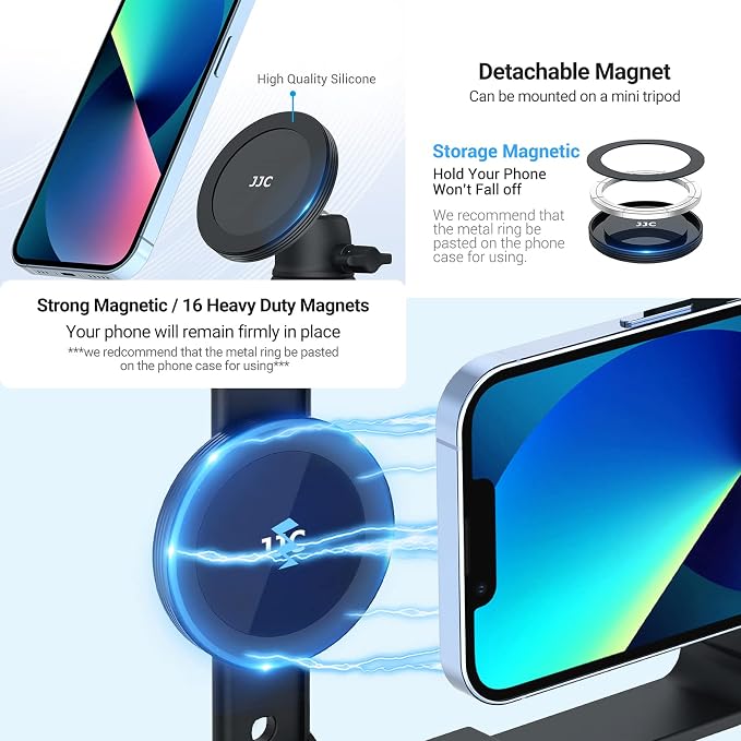 [Wireless Remote] Magnetic Smartphone Video Cage Rig for iPhone 16 15 14 13 12 Pro Max Mini & Magsafe Case,Universal Cell Phone Stabilizer Rig with 6 Cold Shoe Mounts,Phone Cage Rig for Filming | for Magsafe Case,Universal Cell Phone Stabilizer Rig wit... - Image 2