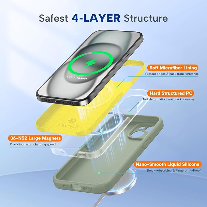 miracase Compatible with iPhone 15 Case, [Soft Anti-Scratch Microfiber Lining], Liquid Silicone Case Gel Rubber Shockproof Drop Protection Phone Case for iPhone 15, Patina Green - Image 3