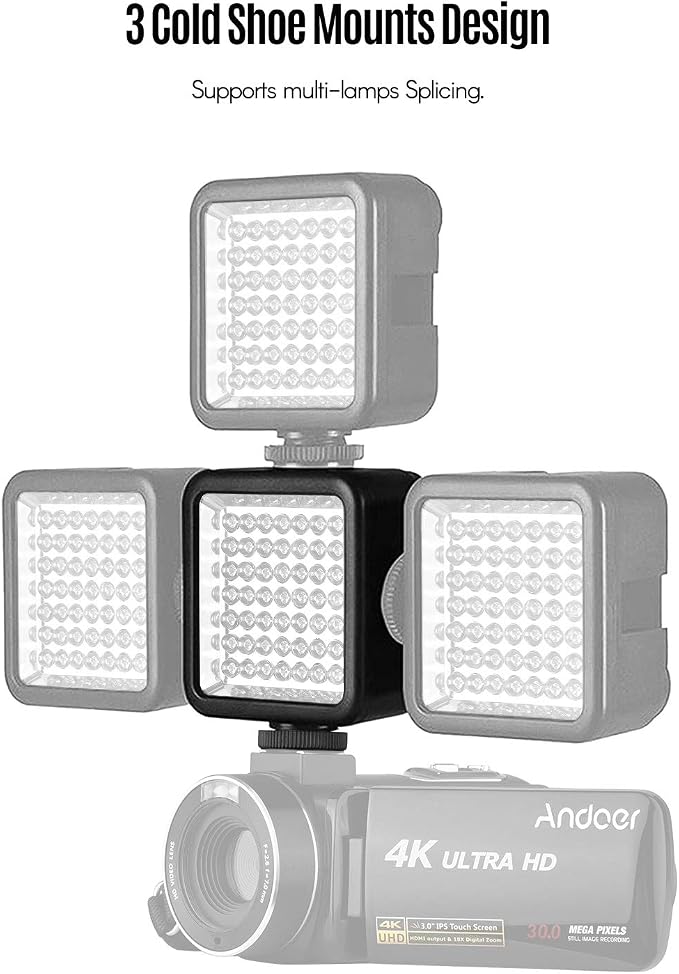 Mini IR Night Vision Light Infrared Photography Light for Video Camera Camcorder Built-in Rechargeable Battery with 3 Cold Shoe Mount for Vlog Video Recording - Image 4