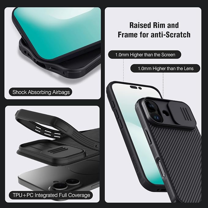 Nillkin Camshield Case for iPhone 17 Case, [Built-in Camera Cover][Slim Profile] [Military Grade Drop Protection] Shockproof Bumper iPhone 17 Case 6.3 inch 2025 Black - Image 3