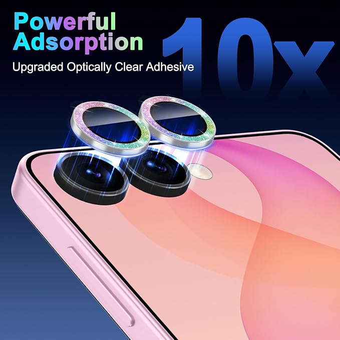 Meshine for Samsung Galaxy Z Flip 8 Camera Lens Protector,Scratch Proof,Strong Adsorption,9H Hardness with Metal Ring Camera Cover,Ultra Thin Case Friendly,Accessories Lens Protector,Glitter Colorful - Image 4