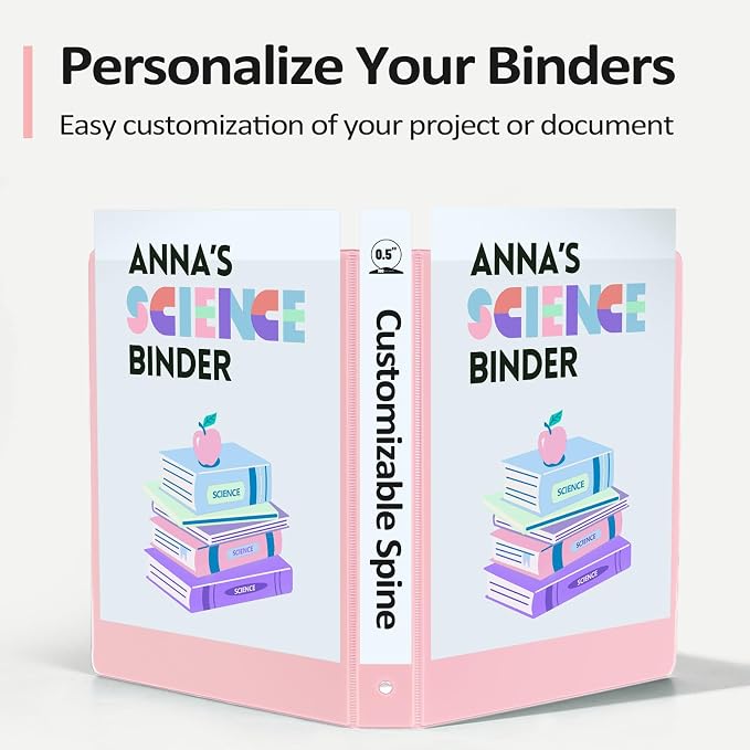 BinderX 3 Ring Binder 1/2 Inch, 0.5" Clear View Binder, Lavender, Letter | Extra Durable, PVC-Free, Customizable, Interior Pockets, 100-Sheet Capacity, Eco-Friendly, Reinforced Hinge, School, Office - Image 5