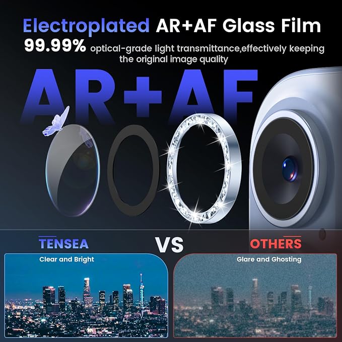 Tensea for iPhone 17 Camera Lens Protector Bling, Camera Screen Cover | Camera Screen Protector, Metal Individual Ring with 9H Tempered Glass for iPhone17, HD Clear, Easy Install, Full Protection - Image 3