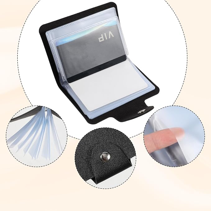 PU Leather Credit Card Organizer Slim (24 Small Cells for Memory Cards) Business Credit Card Book, Black Wallet Holder for Men Women, RFID Blocking Sleeve, Debit Cards Protector Organizer - Image 4