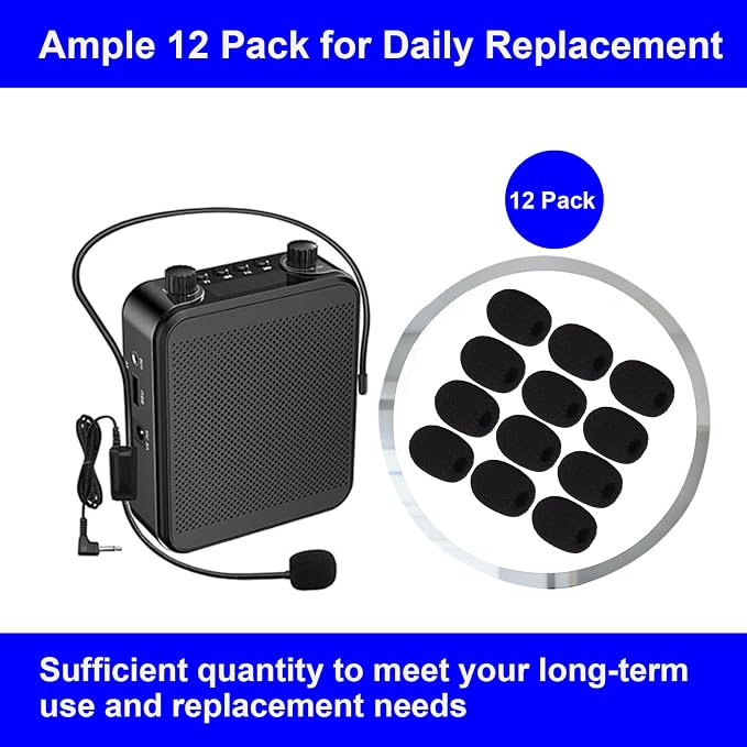 12 Pack Microphone Covers Foam, Noise Reduction Mic Cover, for Lapel and Headset Microphones Windscreen - Image 3