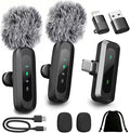 Upgraded 2 Pack Mini Clip on Microphone With LED Display, Wireless Lavalier Microphone for iPhone, HD Noise Cancelling, Portable Lapel Mic for Recording Video Podcast Vlogg Content Creator interview by Unknown