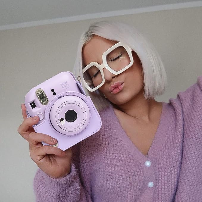 CAIYOULE Camera Case for Fujifilm Instax Mini 12 Instant Film Camera | Protective Camera Case, Camera Crossbody Bag for Fuji Mini 12 with Photo Album, Adjustable Shoulder Strap, Lilac Purple - Image 8