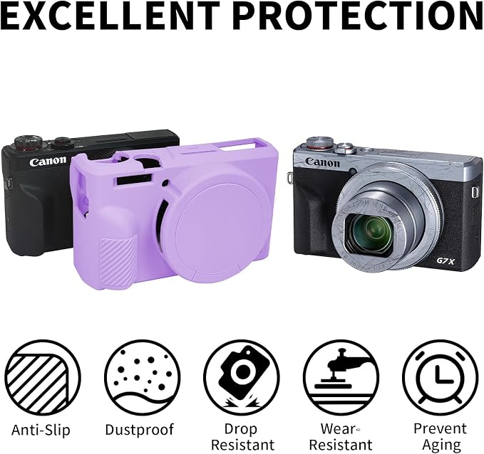 Easy Hood Camera Case Cover for Canon Powershot G7X Mark III Camera(Purple) | With Removable Lens Cover,Soft Silicone Protective Case,Anti-Scratch,Slim Fit,Enhanced Grip,Lightweight Camera Accessories - Image 2