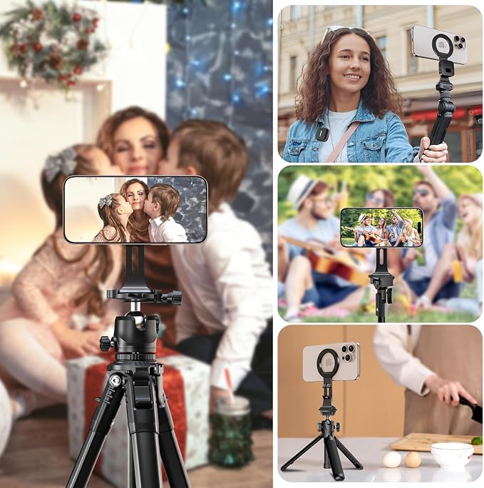 elitehood Aluminum MagSafe Phone Tripod Mount with 1/4 in Screw Adapter | Lightweight Compact, 1/4 in Screw Attachment, Magnetic Phone Holder Tripod Accessories Mount for iPhone 17 16 15 14 Series - Image 7
