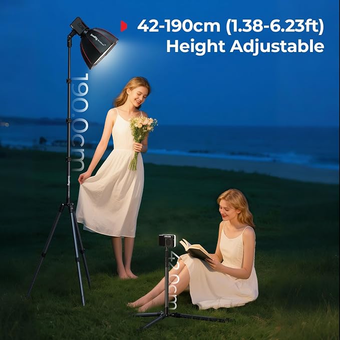 SMALLRIG 74.8"/ 6.23 ft Light Stand Photography, Compact Lighting Tripod | Portable Stand for Softbox, Flash, Ring Light, LED Video Lights, COB Light, Max Load 8.8lbs - 5475 - Image 4