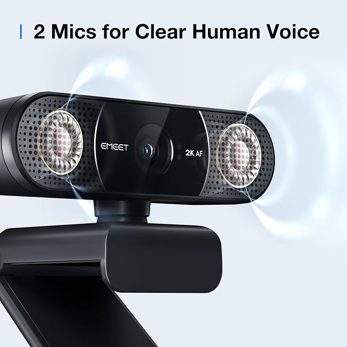 EMEET C960 2K Webcam with Microphone, PDAF, 2 Omnidirectional Mics | Streaming Camera with Privacy Cover, Plug&Play USB Webcam for Calls/Conference, Zoom/Skype/YouTube, Laptop/Desktop - Image 5