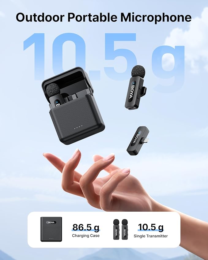 BOYA V3 Wireless Lavalier Microphone for iPhone with MFi Certified Lightning Port, 36H Battery Life with Charging Case, Noise Canceling Clip on Lapel Microphone Wireless Mini Mic for Video Recording - Image 3