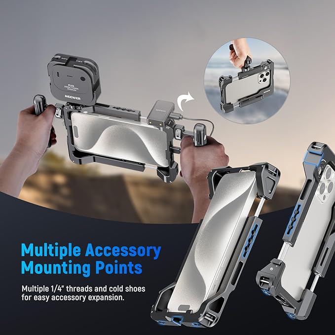 NEEWER Universal Smartphone Video Rig with Handles 67mm Filter Adapter | Anti Drop Cold Shoe Compatible with DJI Mic iPhone Samsung Galaxy Android, Phone Cage Stabilizer for Video Recording, PA017 - Image 6