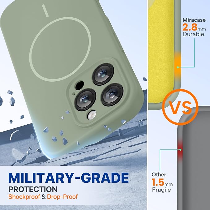 miracase Magnetic for iPhone 16 Pro Max Case, [Soft Anti-Scratch Microfiber Lining], Compatible with MagSafe, Liquid Silicone Case Shockproof Drop Protection Phone Case for 16 ProMax,Patina Green | Compatible with MagSafe, Soft Microfiber Lining, Premi... - Image 2