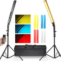 NEEWER Upgraded LED Video Light Stick & 2.4G Remote Kit, 2 Pack Handheld Dimmable 3200K~5600K CRI97+ Video Lighting with Stands/Filters/Bag for YouTube Video Recording Photography Gaming, BH20B Black by Neewer