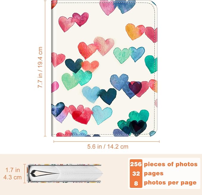 Fintie Photo Album For Fujifilm Instax Mini 2x3 Inch Films - 256 Pockets | For Fujifilm Instax Mini 13/12/11/99/40/Evo/Se/7+/Liplay Instant Camera, Photos Keepsakes, Kids Memory Book, Raining Hearts - Image 4