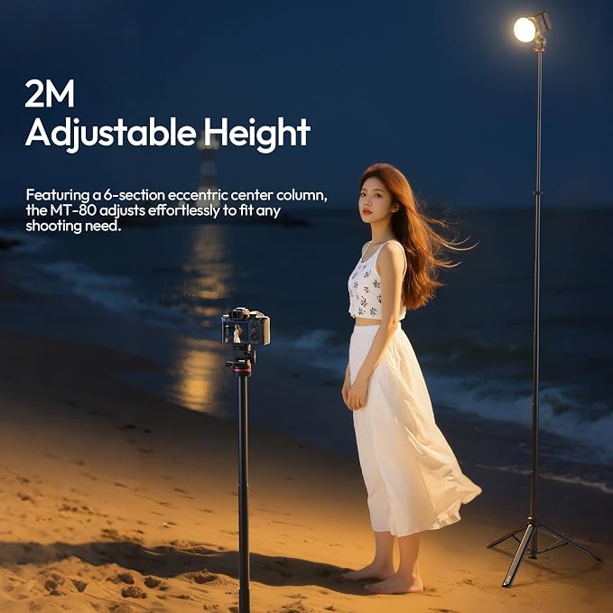 ULANZI MT-80 Aluminum Tripod Stand, 7FT Auto Pop-Up Camera Light Tripod | 11LB Max Load , 1/4" Screw, 360° Ball Head, 360° Rotates, Portable Video Light Stand for DSLR Camera, Ring Light, Video Rig - Image 9