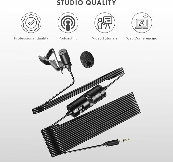 Movo LV1-USB Lavalier Microphone for Camera, Lapel for iPhone and Android Smartphones, Body Lav Mic, Clip On Microphone for 3.5mm, Shirt Lapel Mic for Phone, GoPro, Interview, Computer, PC - Image 7