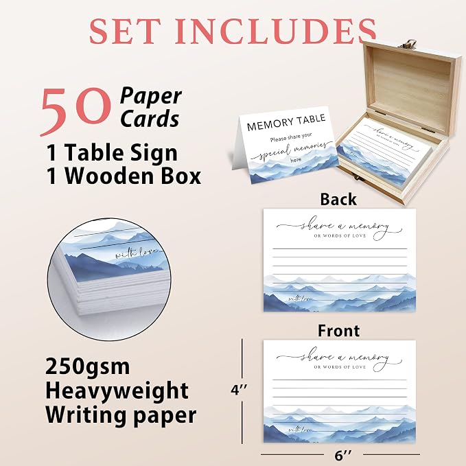 Share A Memory Card for Celebration Of Life - 50 Pcs Memorial Cards, Memory Box for Graduation Wedding, Funeral Keepsake for Celebration Of Life Decorations -A05 - Image 2