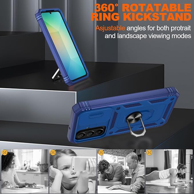 Gritup for Samsung A26 5G Case: A26-5G Phone Case with Screen Protector*2 | Magnetic Stand & Slide Camera Cover, Shock Proof Military-Grade para Galaxy-A 26 Cover, Blue - Image 7