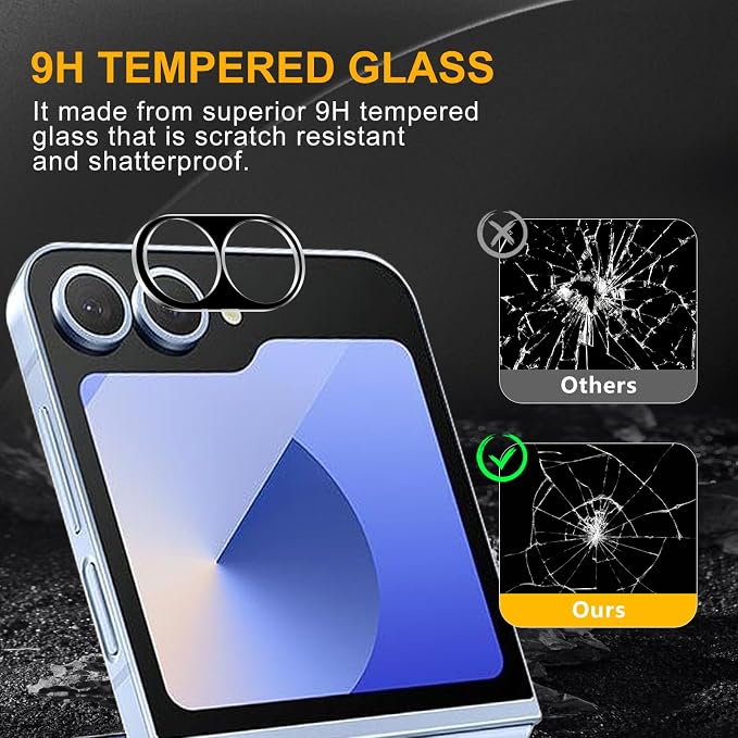 3 Pack Camera Lens Protector for Samsung Galaxy Z Flip 6 | Tempered Glass,Anti-Fingerprint,9H Hardness,Scratch Resistant,Easy to Install,Bubble Free,HD Clarity - Image 7