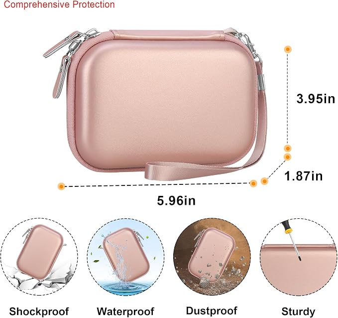 Elonbo Camera Carrying Case for KODAK Step Instant Smartphone Photo Printer | KODAK Step Portable Mini Color Wireless Mobile Printer Hard Travel Bag, Color Picture Printer Storage Holder, Rose Gold+ - Image 3
