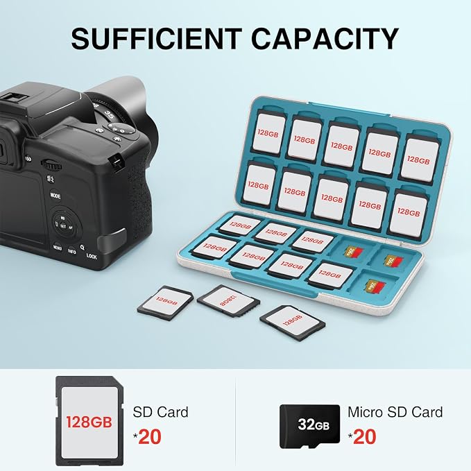 HEIYING SD Card Holder with 40 Precise Slots for SDXC SDHC Micro SD Cards | Portable SD Card Case, Hard ABS Shell with Soft Silicone Lining, Precise Card Slots,Magnetic Closure for Neat Storage - Image 2