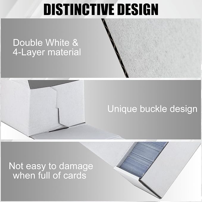 Trading Card Storage Box, 3-Pack 1100 Count White Corrugated Cardboard Box | Bulk Sports Storage Box for TCG/Magic/Mtg Basketball Card, Collectible Trading Cards - Image 5