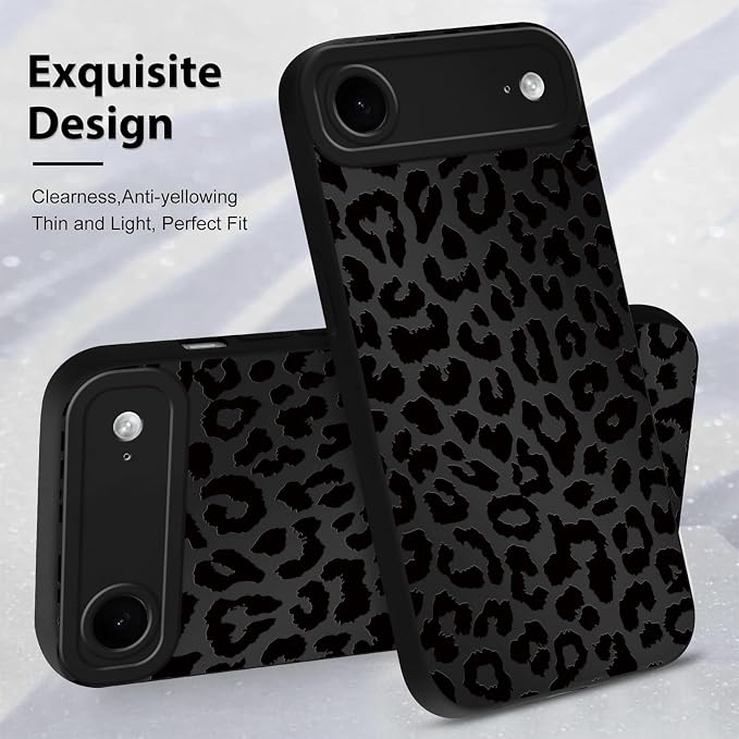Cute Black Cheetah Print Phone Case for iPhone Air 6.5" | Aesthetic Leopard Pattern Design Cover Full Camera Lens Protective Shockproof Soft Slim TPU Funda for Men Women Girls - Image 4