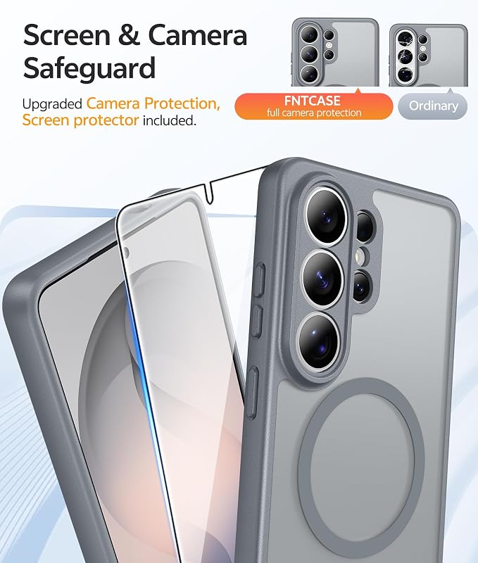 FNTCASE for Samsung Galaxy S26 Ultra Case, Compatible with Magsafe Gray | Screen Protector, Full Camera Protection, Translucent Matte, 14FT Military Grade Drop Proof, Protective Phone Cover - Image 4