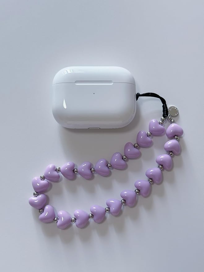 Drawwind Phone Charm Strap Cute Wrist Straps Cell Phone Charm String Y2K Aesthetic Lanyard Wristlet Chain for Case Camera AirPods Bags Keychains (Purple Hearts) - Image 3