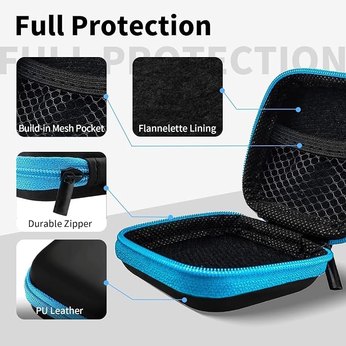 Earbud Case Portable EVA Carrying Case Storage Bag Cell Phone Accessories Organizer with Carabiner for Wired/Wireless Headphones, SD Memory Card, Camera Chips(Square, 5 Pack2) | Portable EVA Carrying Case, For Wired/Wireless Headphones, SD Card Storage... - Image 3