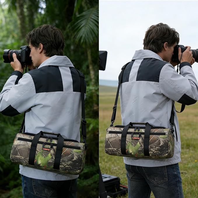 ZZQ&CCF Camera Lens Pouch Case for Canon RF 200-800/100-500,for Sony FE 200-600mm F5.6-6.3G,Compatible with Nikon Z 180-600, Portable Compact Outdoor Telephoto Lens Photography Bag -Jungle Camo - Image 7
