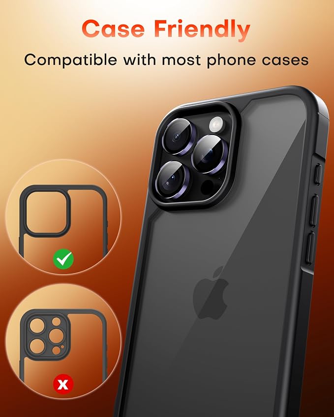 TOCOL for iPhone 16 Pro Max Camera Lens Protector/iPhone 16 Pro Camera Lens Protector Tempered Glass HD Individual Scratch Resistant Cover Accessories Case Friendly 2 Pack（Purple） - Image 7