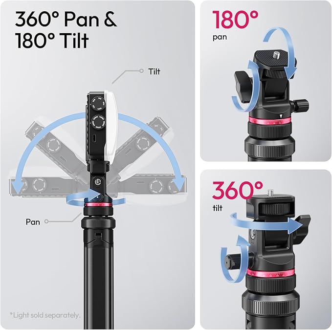 ULANZI MT-80 Aluminum Tripod Stand, 7FT Auto Pop-Up Camera Light Tripod | 11LB Max Load , 1/4" Screw, 360° Ball Head, 360° Rotates, Portable Video Light Stand for DSLR Camera, Ring Light, Video Rig - Image 4