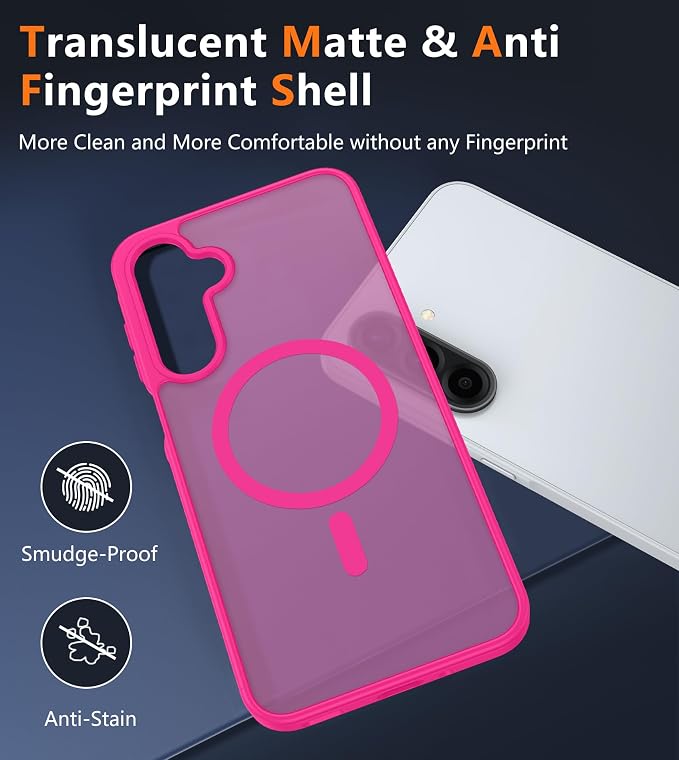 FNTCASE for Galaxy A26 5G Phone Case, Fit for Magsafe, Screen Protector | Translucent Matte, 14FT Military Grade Drop Protection, Slim Shockproof Protective, for Samsung A 26 4G Cover, Hot Pink - Image 5