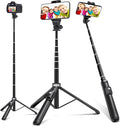 BZE 62 inches Extendable Selfie Stick Tripod with Wireless Remote & Phone Holder, Portable Aluminum Alloy 3 in 1 Stand for Group Photos, Vlogging & Travel Compatible with All Smartphones by BZE